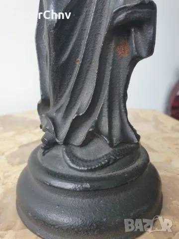 чугунена статуетка 26см-3кг/Дева Мария с Христос/стара немска желязна религиозна фигура, снимка 6 - Антикварни и старинни предмети - 50275827