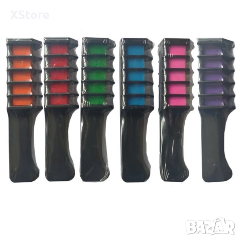 Комплект от 6 цветни стика за еднократно боядисване на коса HZS218, снимка 3 - Други - 52593561