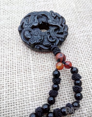 Амулети от естествен обсидиан с гердани, снимка 15 - Колиета, медальони, синджири - 38903566