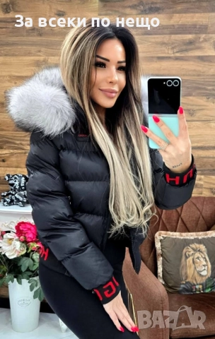 Hugo Boss Дамско Черно Зимно Яке С Естествен Пух На Качулката Хуго Бос Код W.S.O.14, снимка 3 - Якета - 52568789