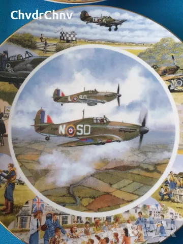 4бр Royal Doulton английска колекционерска декоративна порцеланова чиния-картина/самолети, снимка 4 - Картини - 48506197