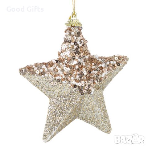 3 броя Златни коледни звезди за елха, 12см, снимка 3 - Декорация за дома - 42700871