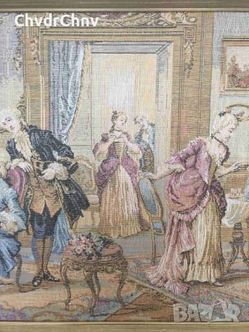 дървена рамка 148x51см/голям стар френски гоблен/барокова картина, снимка 3 - Гоблени - 50524010