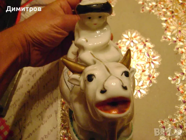 Стара Монголска порцеланова  статуетка съд за мляко 1964г, снимка 5 - Антикварни и старинни предмети - 47607141