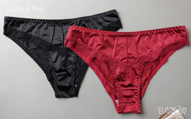 M дамски комплект от 5 цвята сатенени бикини, снимка 2 - Бельо - 50368116