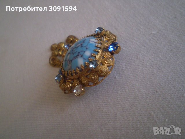 Старинна  Дамска брошка  с Мурано СТЪКЛО, снимка 3 - Антикварни и старинни предмети - 37316866