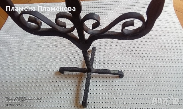 СВЕЩНИК ковано желязо, снимка 3 - Антикварни и старинни предмети - 54342456
