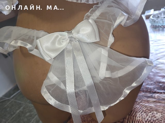 Комплект мини поличка + прашка  сатен /м.л +чорапи 7/8 подарък, снимка 2 - Корсети, бюстиета, топове - 38199141