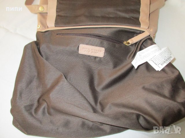 ZARA естествена кожа дамска чанта в цвят пудра, снимка 7 - Чанти - 25661019