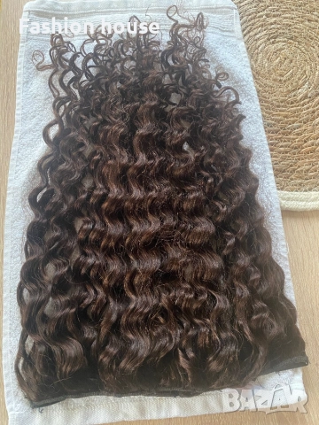 Естествена коса къдрава кестенява