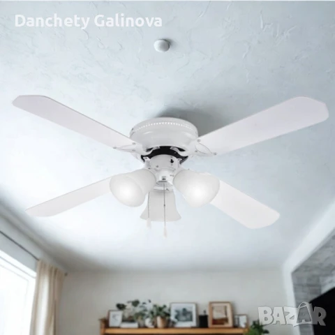 Таванен вентилатор с осветление Muhler MCF4262W N – 107 см, 4 перки, 3xE27, 55W, MDF, снимка 2 - Вентилатори - 50489159