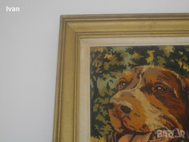 590х460мм-Голям Френски Ръчен Гоблен-Рамкиран-DMC Конци-Отличен, снимка 6 - Гоблени - 37076821