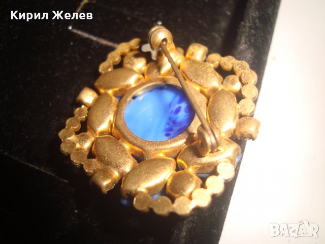 СКЪПОЦЕННА СТАРИННА БРОШКА ЛАЗУРИТ НАТУРАЛЕН и БРОНЗ 8136, снимка 12 - Антикварни и старинни предмети - 30665854