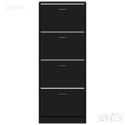 vidaXL Шкаф за обувки, черен, 59x17x150 см, инженерно дърво, снимка 4 - Шкафове - 56147130