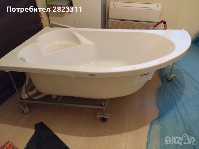 Акрилна вана ОНИКС 160х90 см. с носеща конструкция, асиметрична + панел + автоматичен сифон за вана, снимка 4 - Душ кабини и вани - 53245385