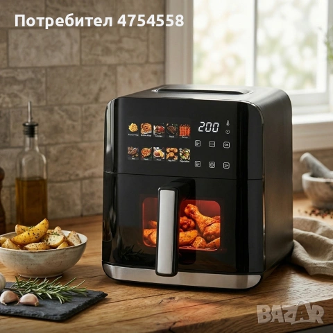 Еърфрайър с горещ въздух Oliver Voltz OV51980CE, 1200W, 4L, 10 програми, LED дисплей,, снимка 2 - Фритюрници - 54061078