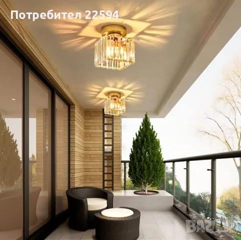 Модерен кристален таванен светлинен мини полилей – Златен E27 за коридор и хол, снимка 5 - Полилеи - 55964392