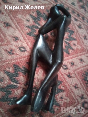 Фигурка стара дървена АБАНОС статуетка ръчна АРТ изработка Скулптура 34212