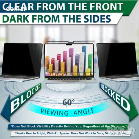 Магнитен екран за поверителност STARY за MacBook Air 13,6 инча (2022-2025, M2, M3, M4), снимка 3 - Друга електроника - 49688317