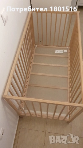 Детско дървено легло с матрак 60/120, снимка 2 - Бебешки легла и матраци - 53288861