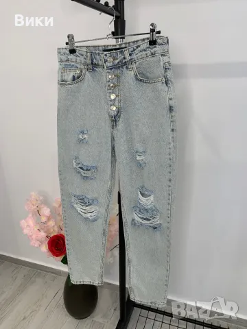 Дънки МОМ висока талия, снимка 2 - Дънки - 49386382