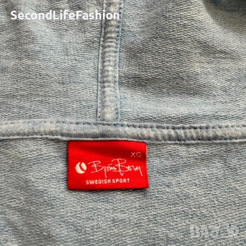 Дамски суичър с качулка къс ръкав Bjorn Borg с цветен цип, размер XS, син., снимка 2 - Суичъри - 53381758