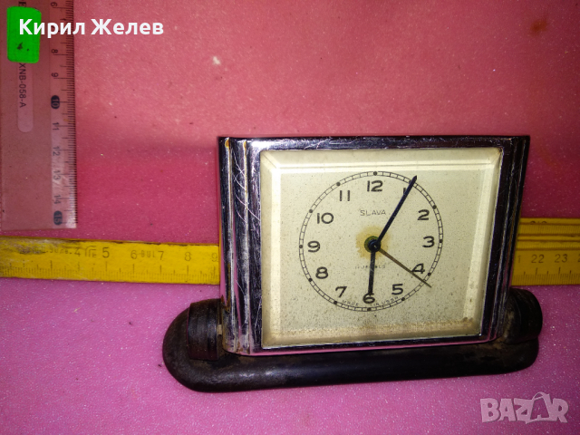 SLAVA MADE in USSR Стар КОЛЕКЦИОНЕРСКИ РУСКИ БУДИЛНИК МЕХАНИЧЕН НАСТОЛЕН ЧАСОВНИК СЛАВА СССР 36437, снимка 2 - Антикварни и старинни предмети - 44536191