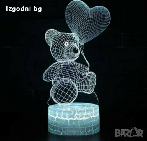  Романтичен подарък! 3D LED светещо мече с дистанционно, снимка 2 - Романтични подаръци - 31425911