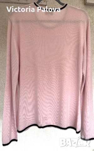 Луксозна розова блуза ALBA MODA коприна и кашмир, снимка 4 - Блузи с дълъг ръкав и пуловери - 53278022