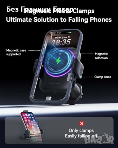  Ново Qi2 15W Магнитно Безжично Зарядно и Държач за Телефон за Кола, снимка 3 - Друга електроника - 51684338