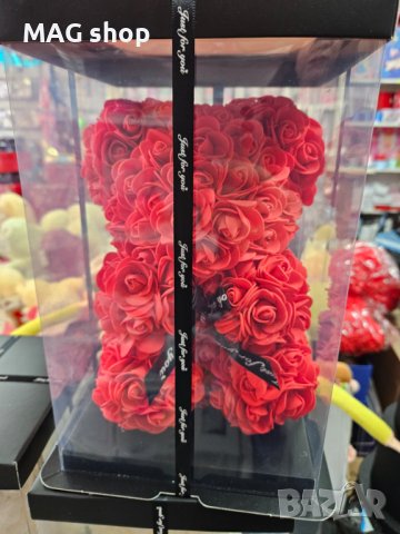 ПРОМО! ЛУКСОЗНО Мече от вечни рози Подарък за Свети Валентин 8 Март, снимка 3 - Декорация за дома - 44273641