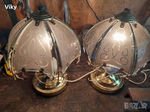 Порцеланови руски съветски нощни лампи с витраж трипозиционни уникат