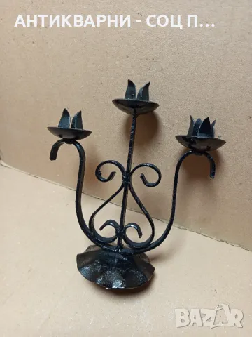 Стар Ръчно Кован Свещник., снимка 3 - Антикварни и старинни предмети - 49426658