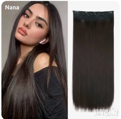 Черни треси екстеншън синтетичен косъм. Дължина 60см,грамаж 100гр. Цена за 1 брой треса 40лв., снимка 13 - Аксесоари за коса - 48498648