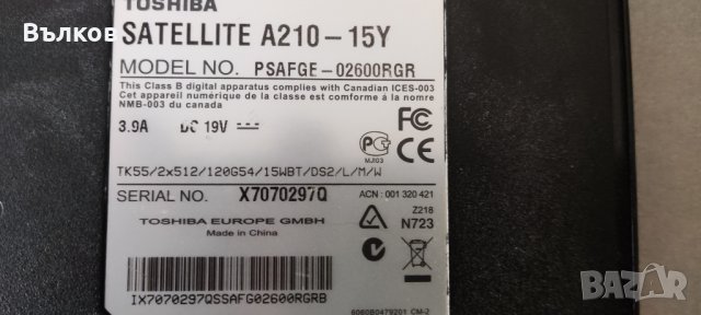 Лаптоп Tushiba A210-15Y, снимка 3 - Лаптопи за дома - 40535113