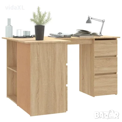 vidaXL Ъглово бюро, дъб сонома, 145x100x76 см, инженерно дърво, снимка 4 - Бюра - 56147723