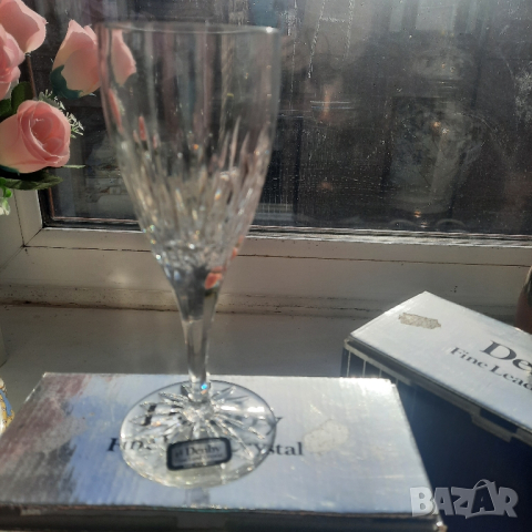 6 бр.Кристал нови чаши ръчно рязан кристал Denby, UK, снимка 1 - Чаши - 44624555