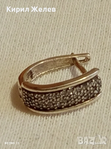 Скъпоценна сребърна обеца с миниатюрни цирконий ръчна изработка 31115, снимка 7 - Обеци - 52692125