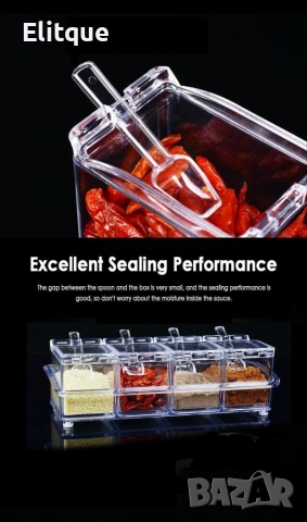 Контейнери за съхранение на подправки Crystal Seasoning Box, снимка 12 - Органайзери - 53376619