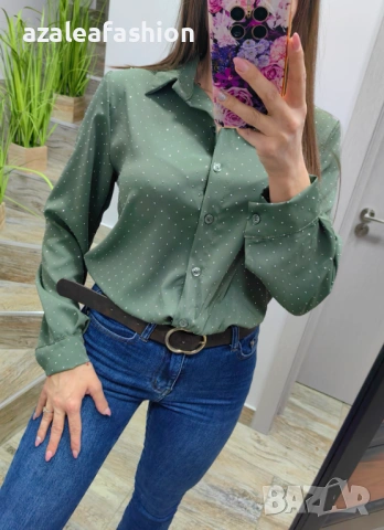 Стилна дамска риза с камъчета, снимка 3 - Ризи - 53082476