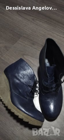 Дамски обувки естествена кожа на висока платформа 