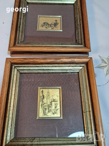 италианска мини картина със златно фолио 22 карата   29/1, снимка 7 - Картини - 52027606