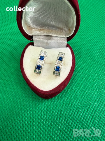 Чифт сребърни обеци с полускъпоценни камъни. №7753