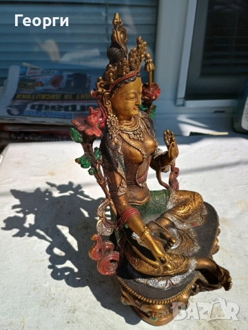 Бронзова Тара, снимка 3 - Антикварни и старинни предмети - 51493159