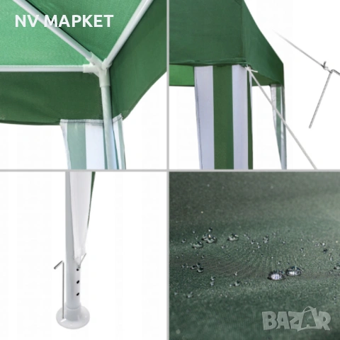 Сгъваема градинска шатра тип павилион 3 х 3 метра - водоустойчива и стабилна, снимка 4 - Градински мебели, декорация  - 53882019