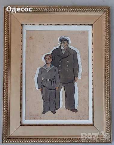 Картина,гваш на худ.Асен Попов,портрет на варненския актьор Идеал Петров, снимка 7 - Антикварни и старинни предмети - 42450103