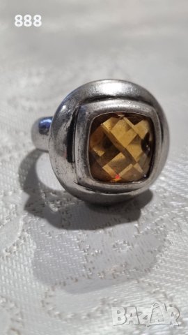 Сребърен пръстен 925 проба с цитрин 