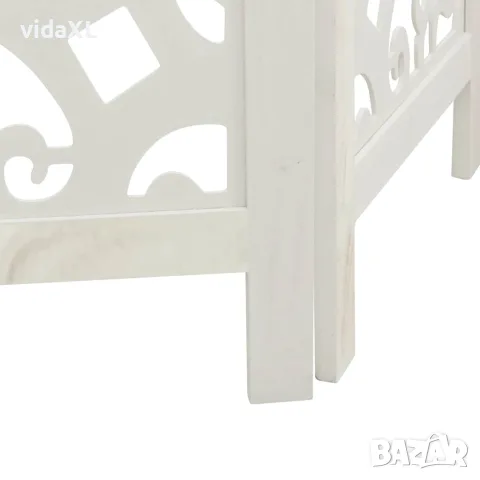 vidaXL Разделител за стая, 3 панела, бял, дърво пауловния масив, снимка 7 - Паравани - 56147360