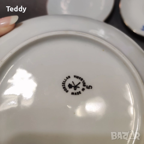 Чинийки, стар български порцелан, 5 броя, снимка 3 - Антикварни и старинни предмети - 51966979