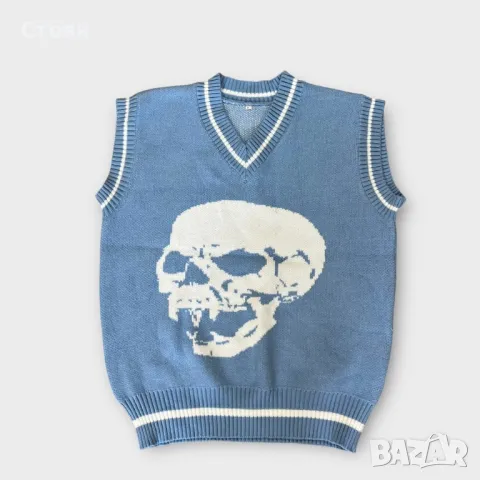 Y2K Graphic Skull Sleevless Sweater